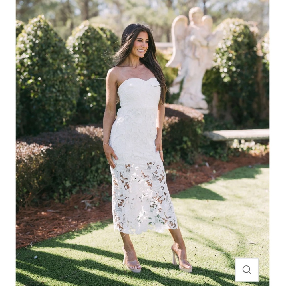 These Three Boutique | Floral Lace Midi Dress | Size M | Bride